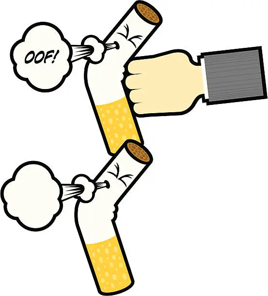 Vector illustration of Cigarette in trouble