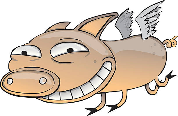 When Pigs Fly vector art illustration