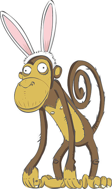 Easter Monkey vector art illustration