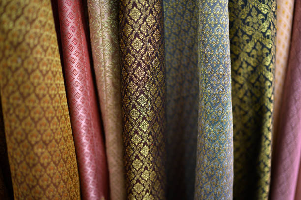 istock Vertical Pattern detail of Asian silk background 1638149319