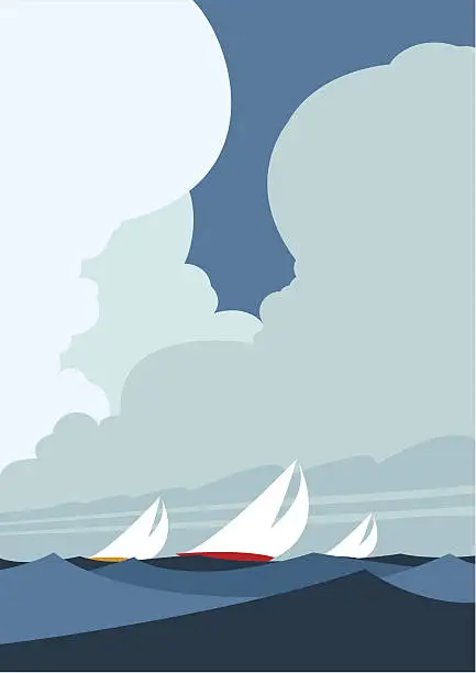 Vector illustration of Sailing yachts