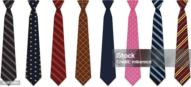 Set Of 8 Illustrated Neck Ties Stock Illustration - Download Image Now - Necktie, Vector, Cut Out