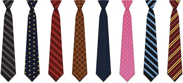 Vector illustration of Set of 8 illustrated neck ties