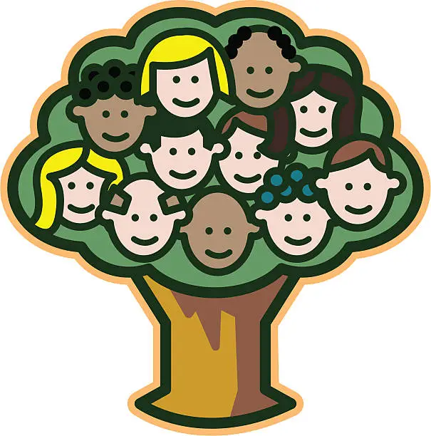 Vector illustration of Family Tree With Faces