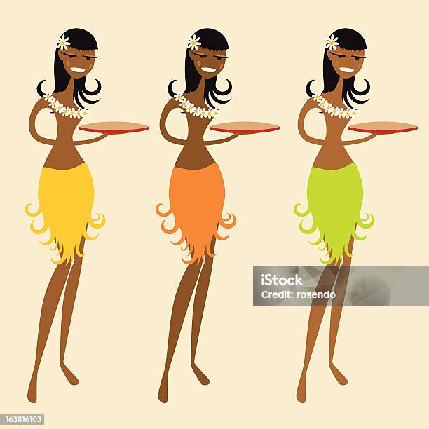 Hawaiian Waitress Stock Illustration - Download Image Now - Adult, Adults Only, Beautiful Woman