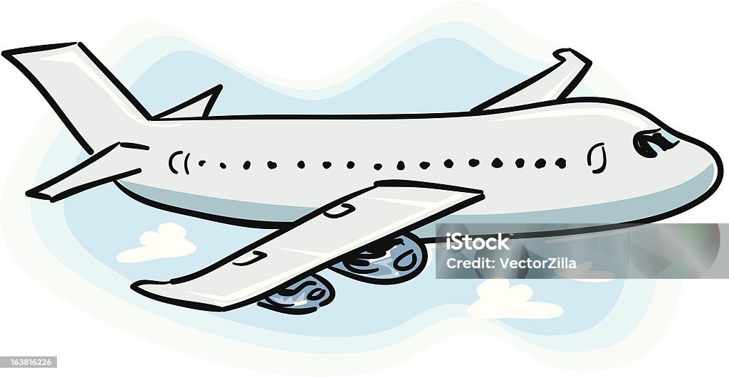 passenger airplane A passenger airplane flying through the sky Aerospace Industry stock vector