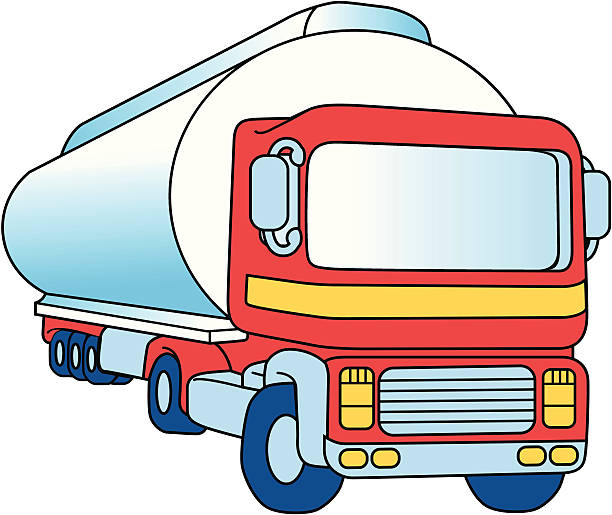 kreskówka, tankowiec - truck fuel storage tank cartoon milk stock illustrations