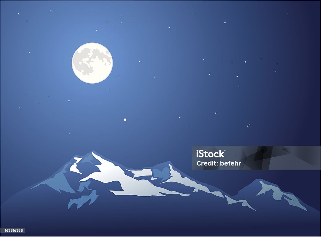 Frío con luna llena en las montañas - arte vectorial de Cielo libre de derechos