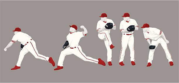 illustrazioni stock, clip art, cartoni animati e icone di tendenza di passo di sequenza - pitcher di baseball