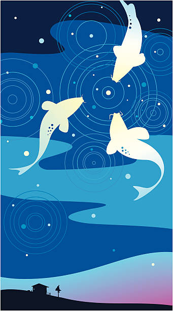 Constellation of fishes vector art illustration