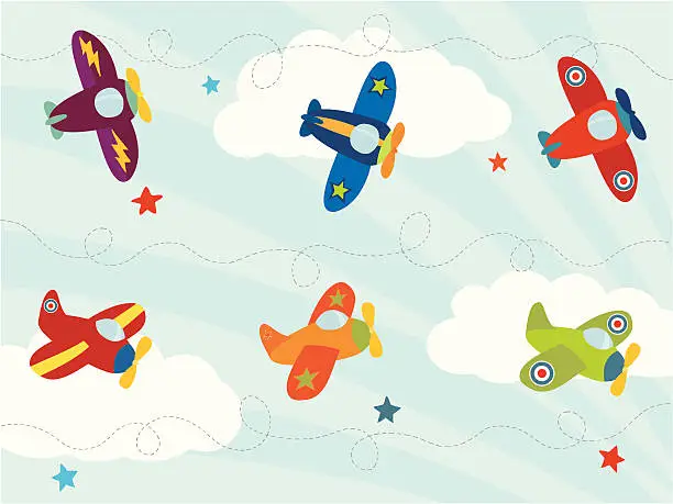 Vector illustration of Colourful Toy Planes