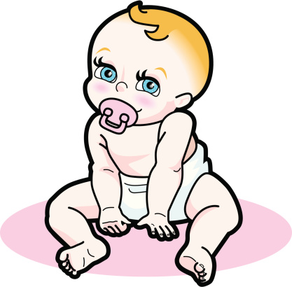 Vectorial illustration (editable) of a healthy looking good baby. It's a girl but could be a boy too...