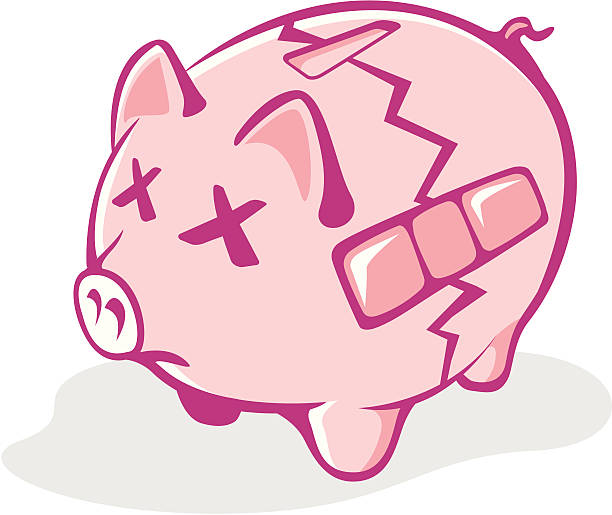 Broken Piggy Bank Stock Illustration - Download Image Now - Piggy Bank,  Broken, Adhesive Bandage - iStock