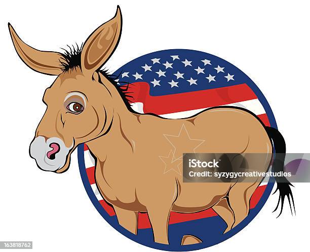 Ilustración de Burro Político y más Vectores Libres de Derechos de Animal - Animal, Bandera, Bandera estadounidense