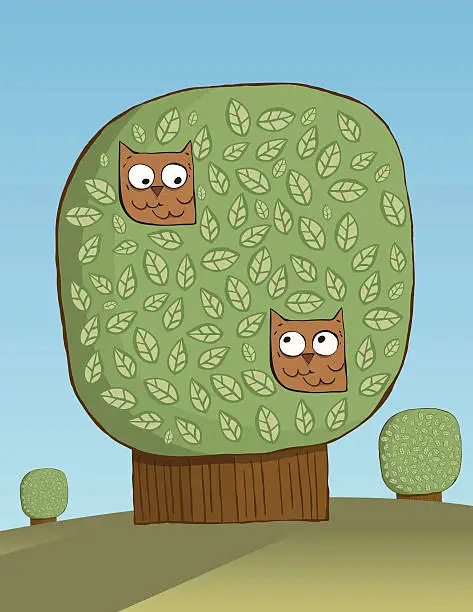 Vector illustration of Two owls in platonic love
