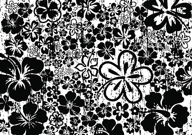 Grunge Black Hibiscus Background vector art illustration