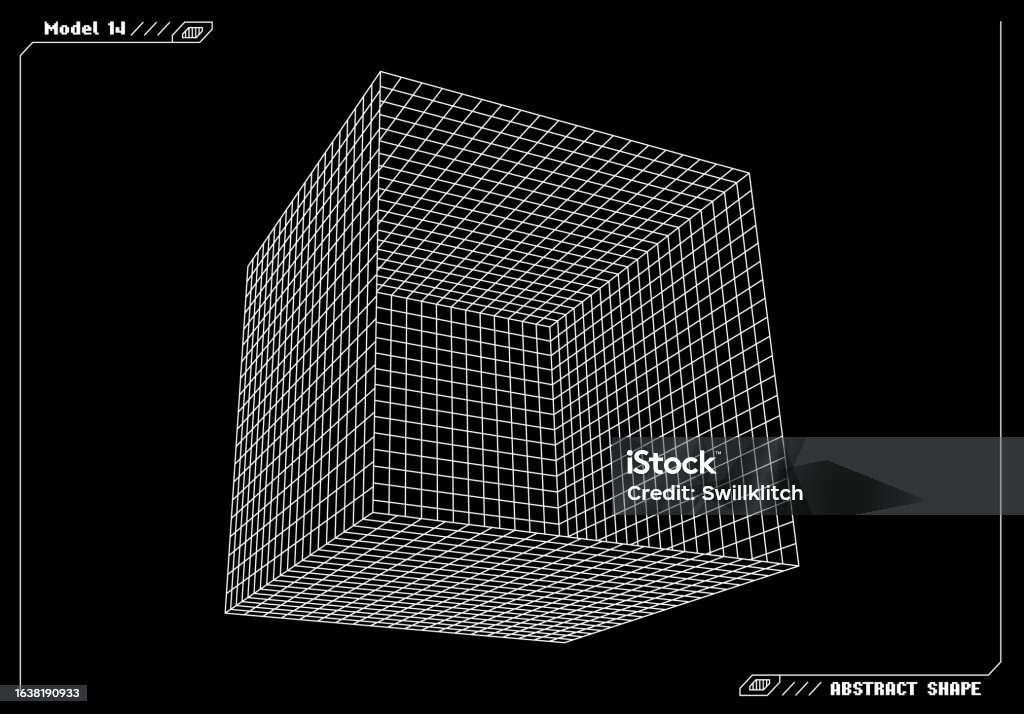 3d Wireframe Abstract Abstract 3d Wireframe Shape Or Basic Element With Open Edge Science And ...