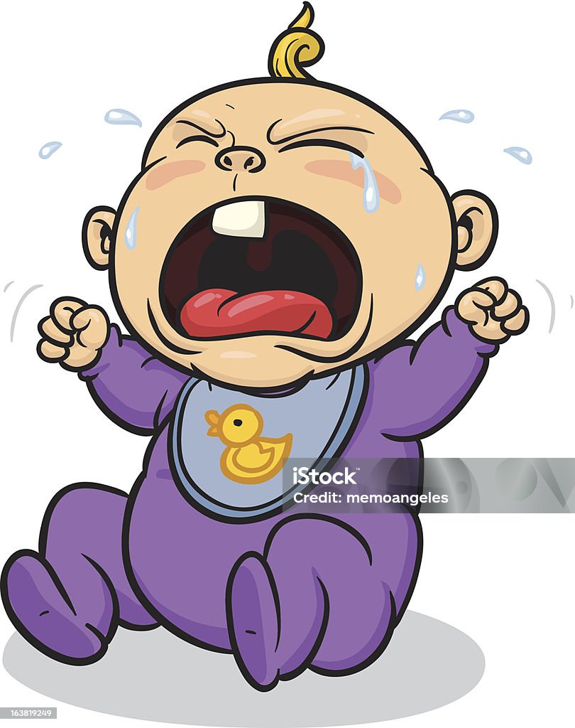 A Cartoon Drawing Of A Baby Crying Stock Illustration - Download ...