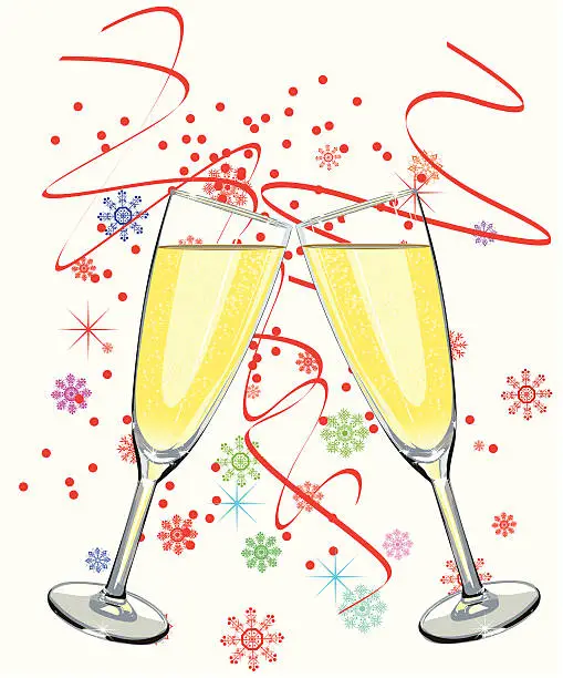 Vector illustration of two glasses of champagne