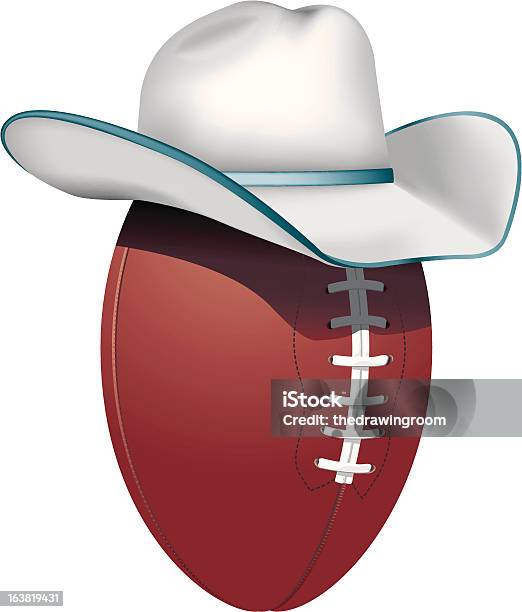 Ilustración de Cowboy De Fútbol y más Vectores Libres de Derechos de Sombrero de vaquero - Sombrero de vaquero, Fútbol americano, Fútbol americano - Pelota