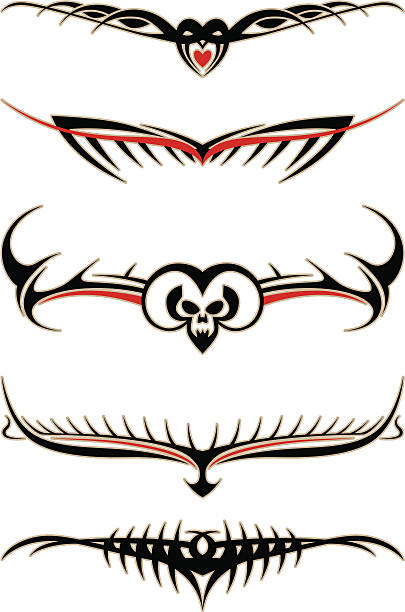 Tribal tattoos set red vector art illustration