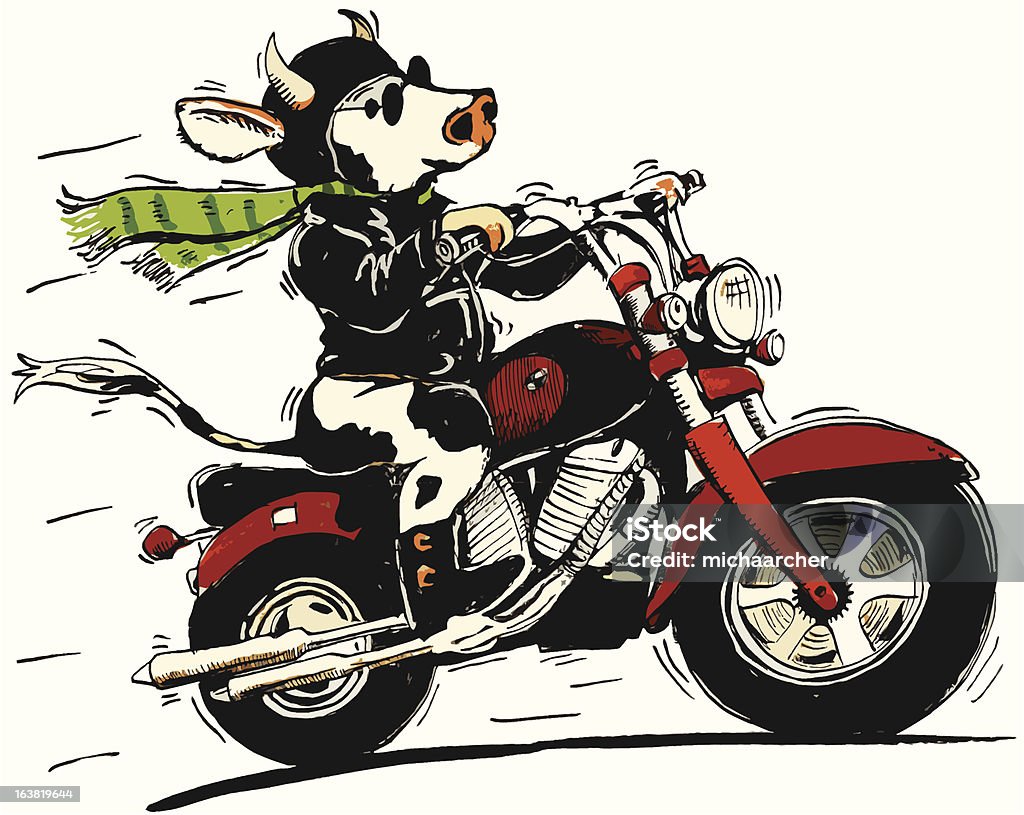 Vaca em uma motocicleta - Vetor de Fêmea de mamífero royalty-free