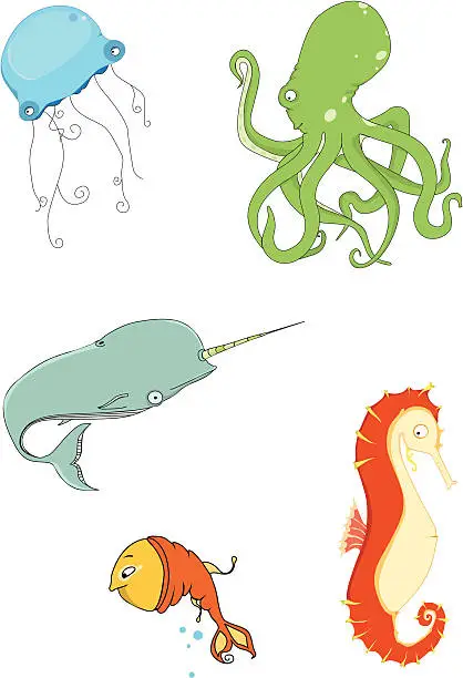 Vector illustration of sea life