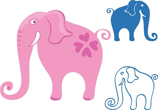 Elephant in three flavors vector art illustration