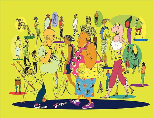 People in the airport vector art illustration