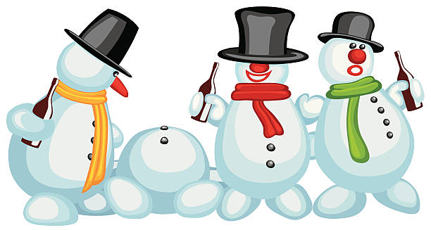 Snowmen Stock Illustration - Download Image Now - Snowman, Drunk, Cartoon -  iStock