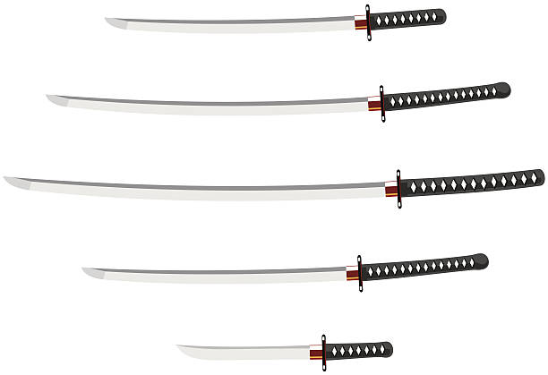 illustrations, cliparts, dessins animés et icônes de collection de sabres japonais - martial