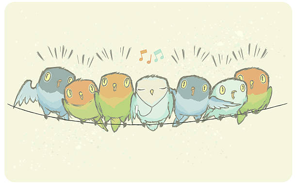 Lovebird Loves Music vector art illustration