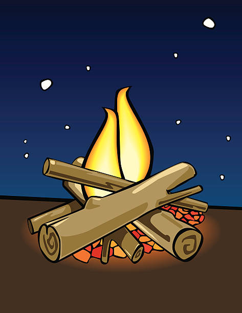 Campfire cartoon style vector art illustration