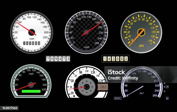 Speedometers Stock Vektor Art und mehr Bilder von Armaturenbrett - Armaturenbrett, Elektronik-Industrie, Geschwindigkeit