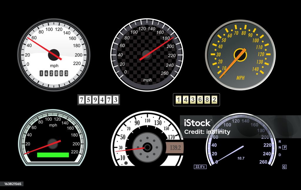 Speedometers - arte vectorial de Control libre de derechos