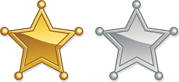 gold sheriff und silber deputy abzeichen - sheriff badge contest deputy stock-grafiken, -clipart, -cartoons und -symbole