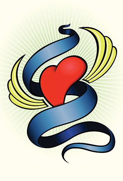 Heart and Scroll #2 vector art illustration