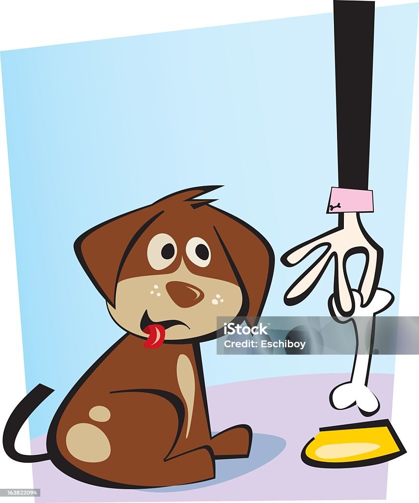 little dog buscando alimentos - arte vectorial de Hueso para perro libre de derechos