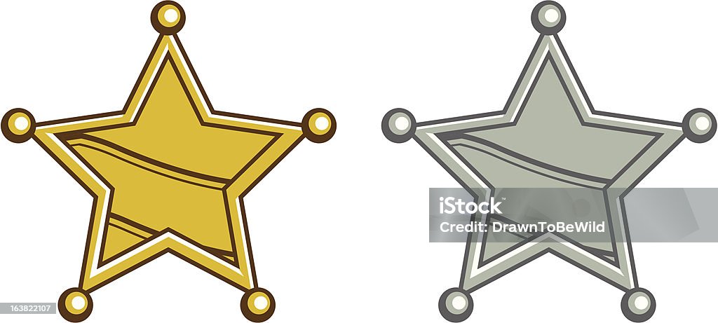 Gold Sheriff and silver deputy badges Cartoon illustration of gold Sheriff and silver deputy badges Achievement stock vector
