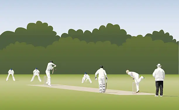 Vector illustration of Digital illustration of a cricket match