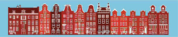 amsterdam canal houses vector art illustration