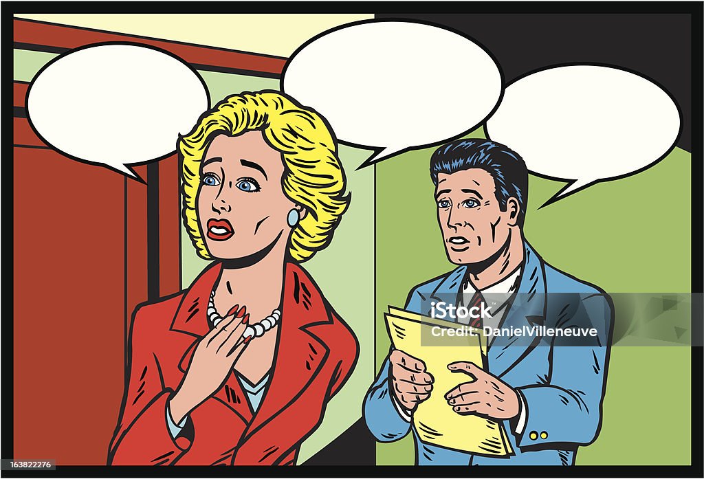 Soap Opera comic "A soap opera comic, based on an older style.  Speaking balloons can be removed without affecting background." Liechtenstein stock vector