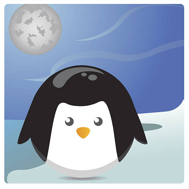 Pequena Pinguim no Ártico Costeira - ilustração de arte vetorial