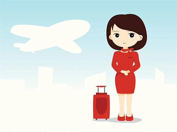 Vector illustration of Airport - Stewardess