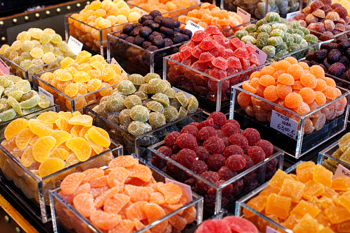 Colorful Jelly Sweets at the Barcelona Market: Delightful Confections