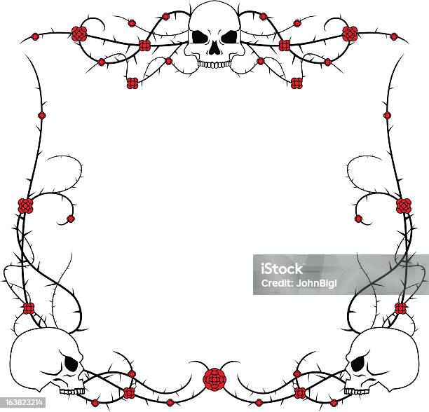 Crânes Et Roses Vecteurs libres de droits et plus d'images vectorielles de Épine - Caractéristiques de la végétation - Épine - Caractéristiques de la végétation, Plante grimpante et vigne, Rose - Fleur