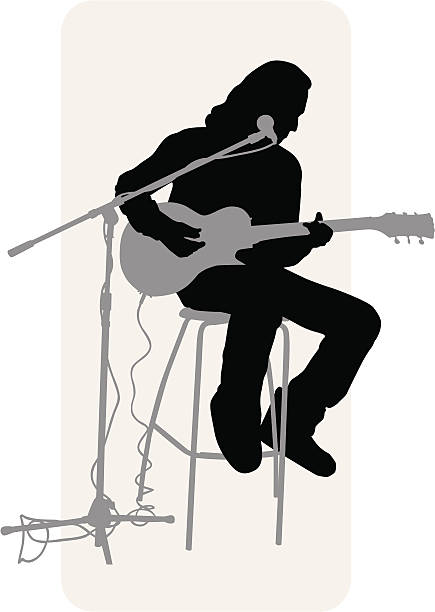 guitarra-player_silhouette - ilustração de arte em vetor
