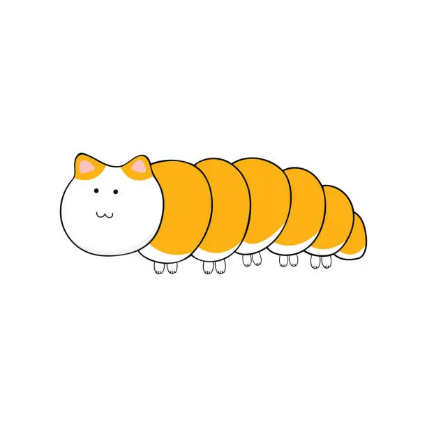 Vector illustration of cute cat catterpillar Mascot Character Vector illustration color children cartoon clipart