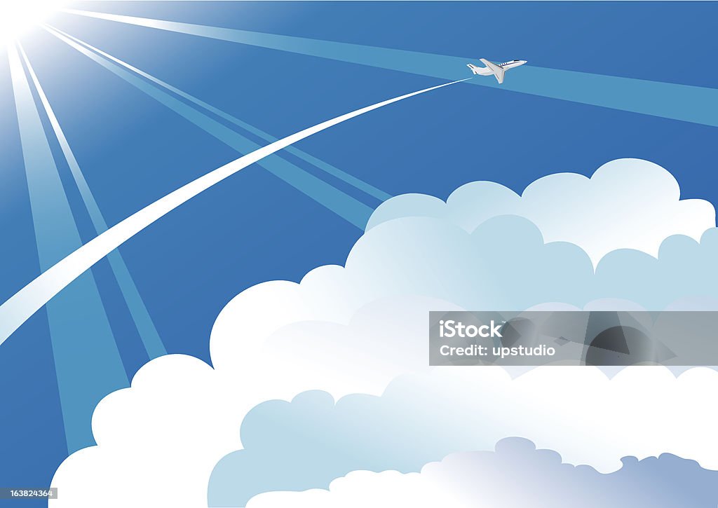 Vecor airplane above the clouds Vector art in Adobe illustrator EPS format. The different graphics are all on separate layers so they can easily be moved or edited individually. The document is set up at A4 size, but can be scaled to any size without loss of quality. Air Vehicle stock vector