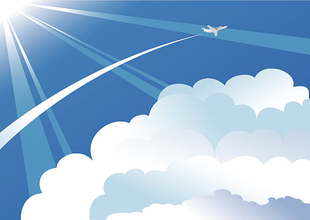 Vecor airplane above the clouds vector art illustration